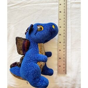 Ty Sapphire 2019 Blue & Gold Dragon Plush 7" Tall
